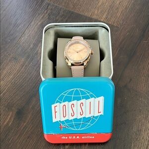 Fossil Rose Gold and Tan Watch